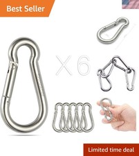Stainless Steel Spring Snap Hook Carabiner - 304 Stainless Steel Clips, Set of 6