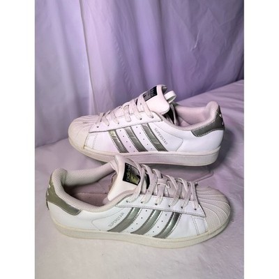 adidas White Sneakers with Silver Three-Stripes - Women's