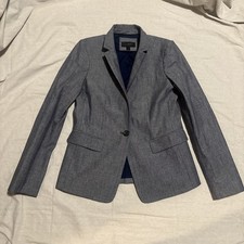 J Crew Black Label One Button Blazer Gray Womens Size 6