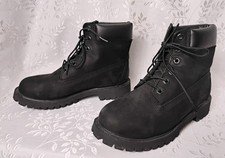 TIMBERLAND 6-Inch Boots Black Premium Nubuck Leather Lace-up Boys Size 5