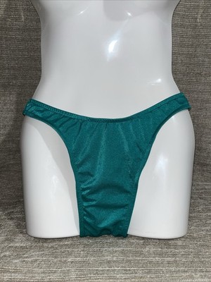 Vintage Green Antron Nylon Satin Bikini Shiny Sissy Panties Swim Second Skin L