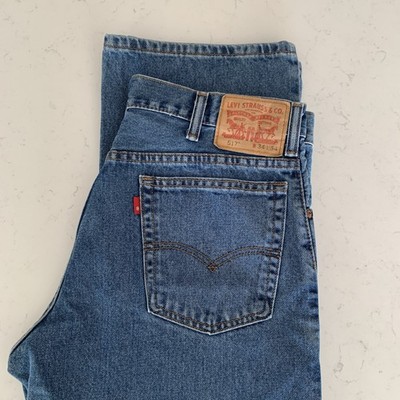 Levis 517 Jeans Mens 34x34 Blue Boot Cut Denim Medium Wash Zip Fly Classic Mint