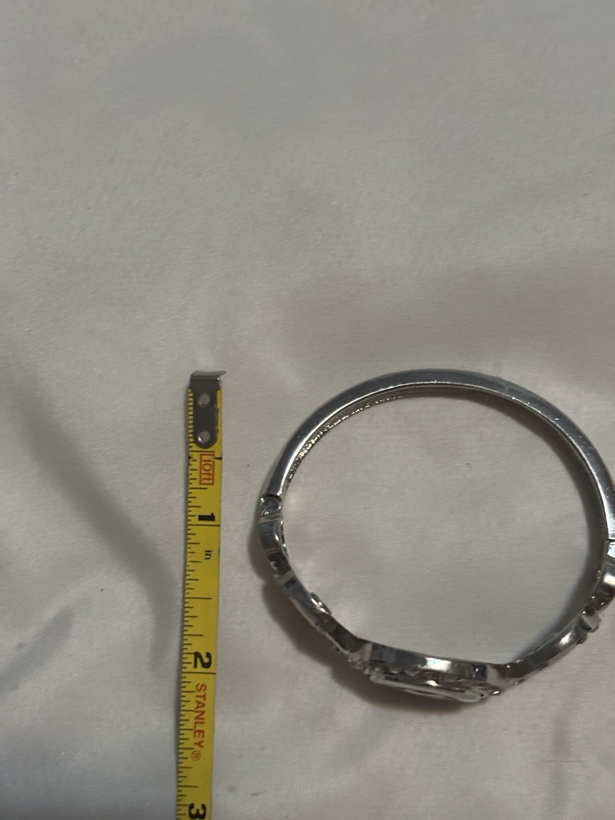 Silver Tone Snap Button Bangle Clip Bracelet With… - image 5