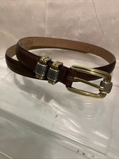 BRIGHTON Classics 4B608 Brown Leather Lizard Belt Buckle MADE IN USA Women L/34.
