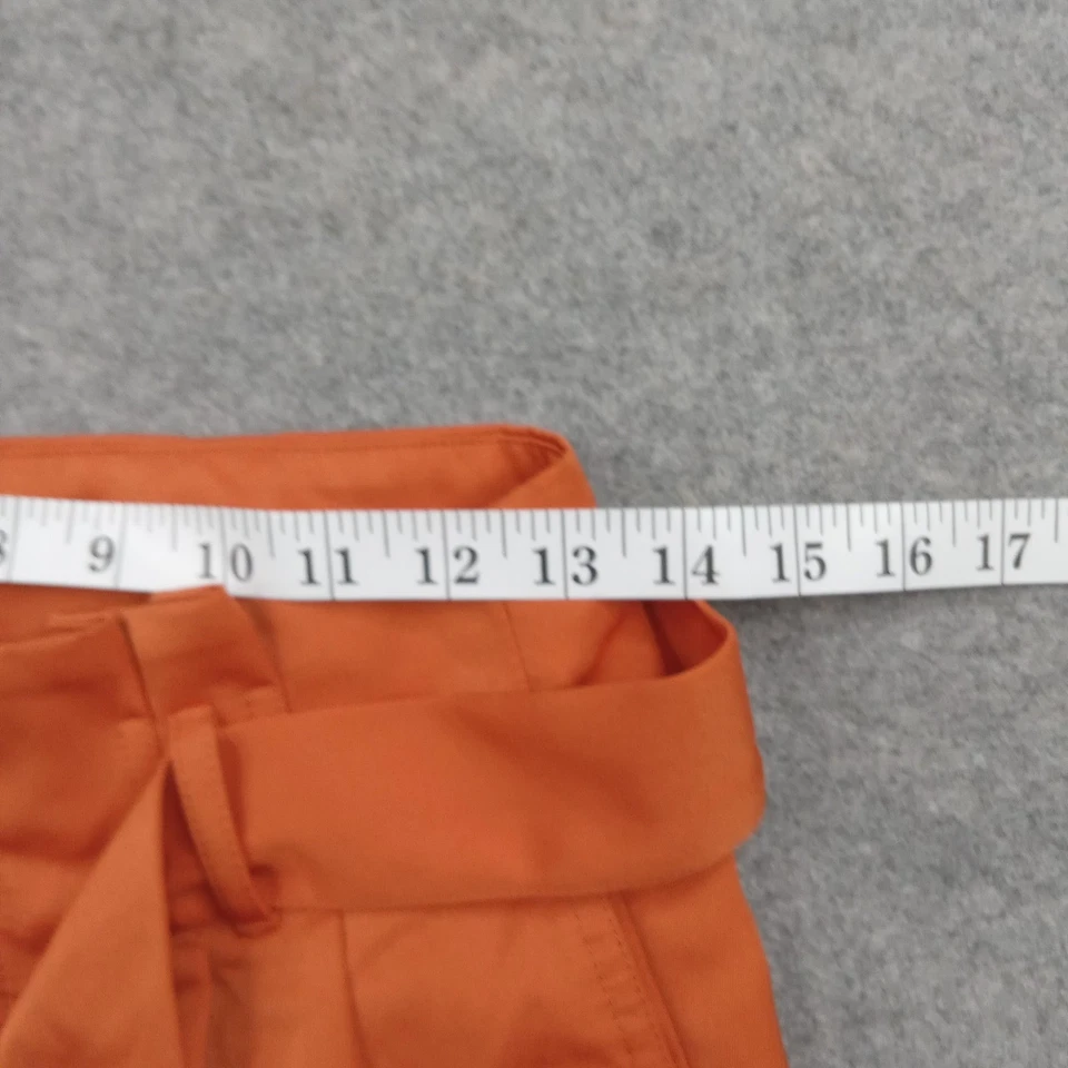 Pantalones Cortos Ann Taylor Para Mujer 0 Naranja de Fábrica Tiro Alto Cinturón Plisado Elegante Foto 4 de 4