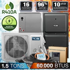 1.5 Ton 16 Inverter Air Conditioner & 96% 60K BTU Gas Furnace AC Split System