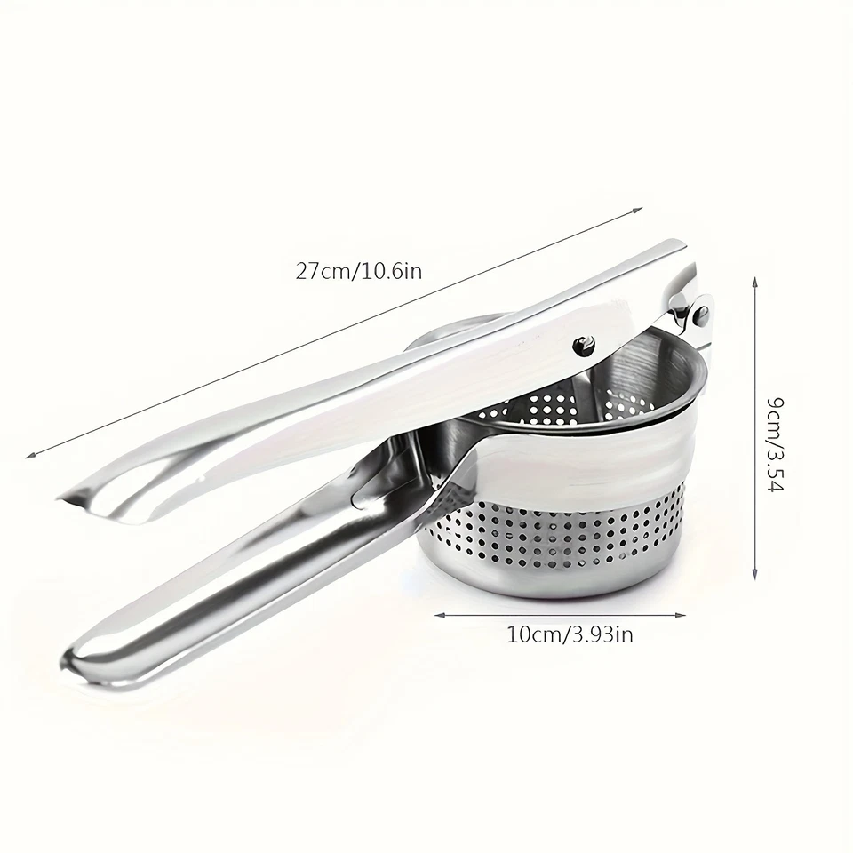 Prensatelas de patatas de acero inoxidable machacadora - Prensa, tritura y arroz sin esfuerzo Foto 3 de 4