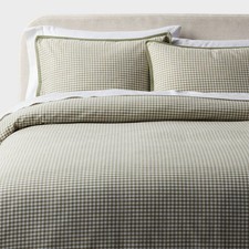 Threshold Duvet Cover Set Cotton Vintage Mini Gingham Moss Green Full/Queen