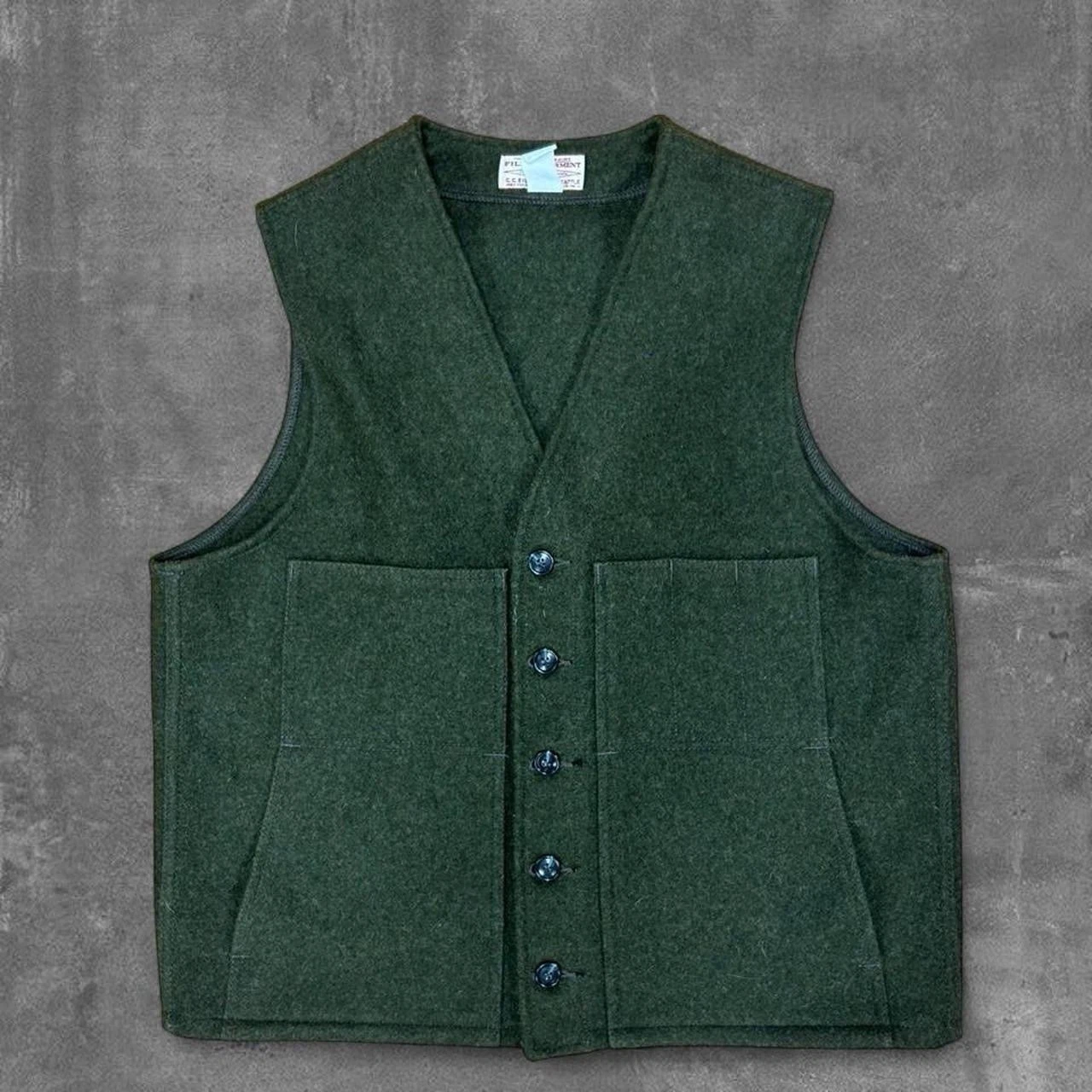 Men’s True Vintage 70s Forest Green Filson Mackinsaw Virgin Wool Button-up Vest
