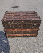 Vintage Everwear Wood Steamer Trunk Chest Coffee Table Storage Decor 34×23×21