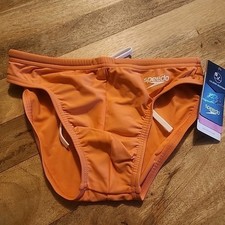 New SPEEDO Men's Brief Chlorine Resistant Size 28 Cupid Coral Peach Swim