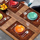 Red Gold Boho Placemats Set of 6 Bohemian Vintage Retro Rug Carpet Linen Wash...