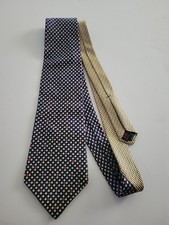Tommy Hilfiger 100% Silk Mens Neck Tie Blue Gold Made In USA