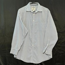 Jos. A. Bank Dress Shirt Mens 16-33 White Gingham Non-Iron Tailored Fit Formal
