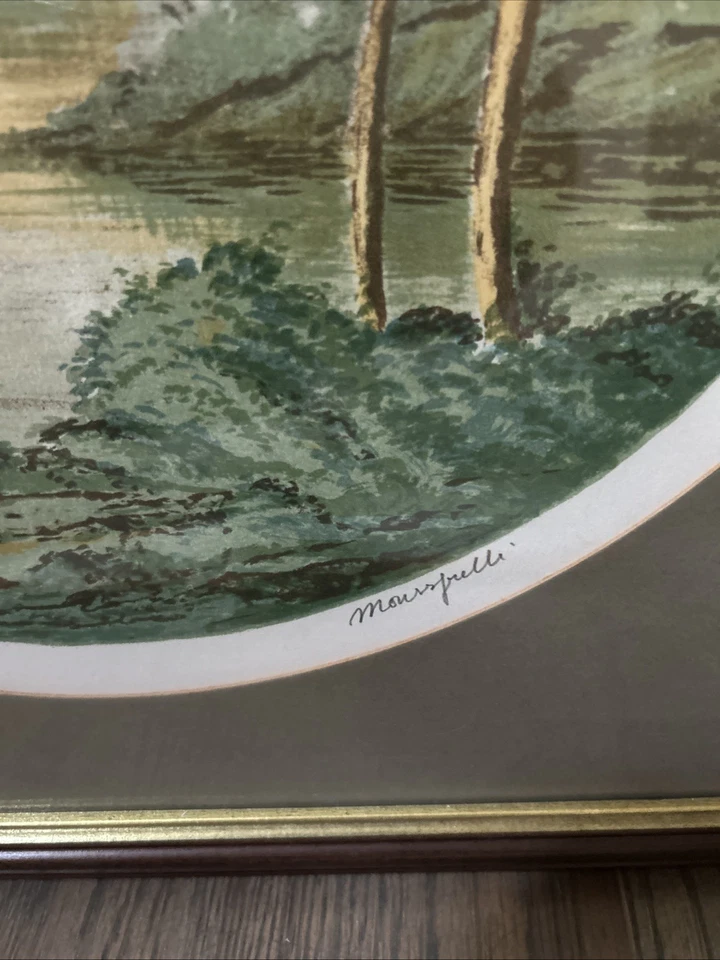 Mario Sportelli Italiano Acuarela Único Círculo Impresión Firmado y Numerado Foto 3 de 4