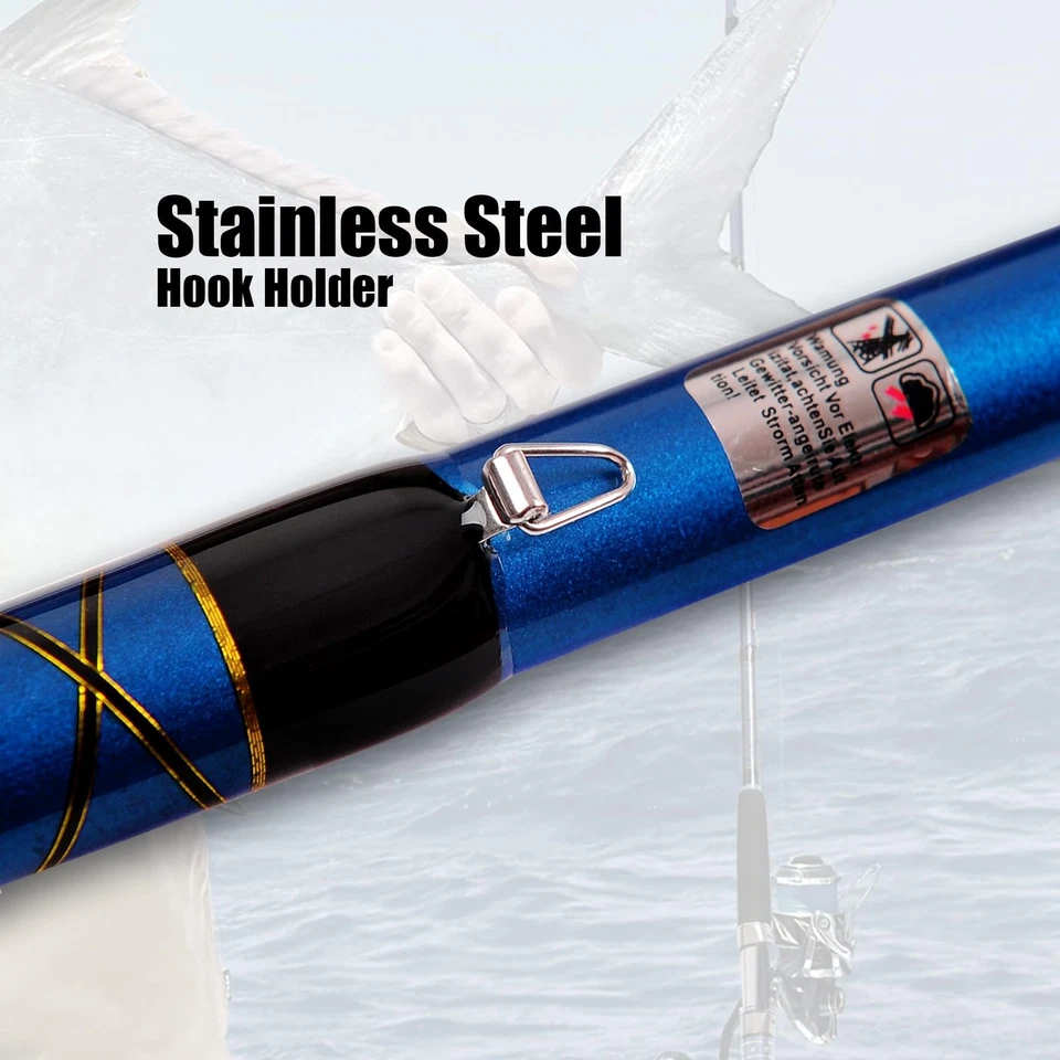 Caña de pescar giratoria de agua salada de 2 piezas caña de pescar portátil de grafito en alta mar... Foto 4 de 4