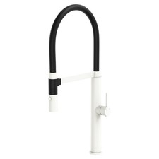 Fienza Gooseneck Kitchen Sink Mixer Pull Down Matte White Kaya 228109MW