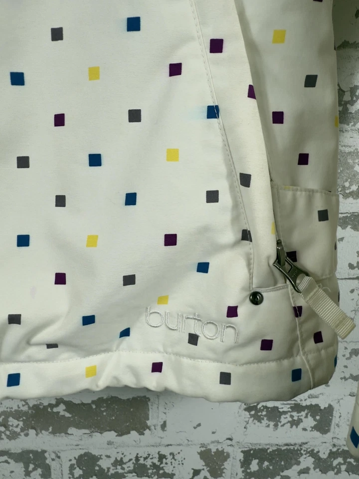 Chaqueta Burton Mujer Mediana Blanca Multicolor DRYRIDE Con Capucha Aislada Snowboard Foto 3 de 4