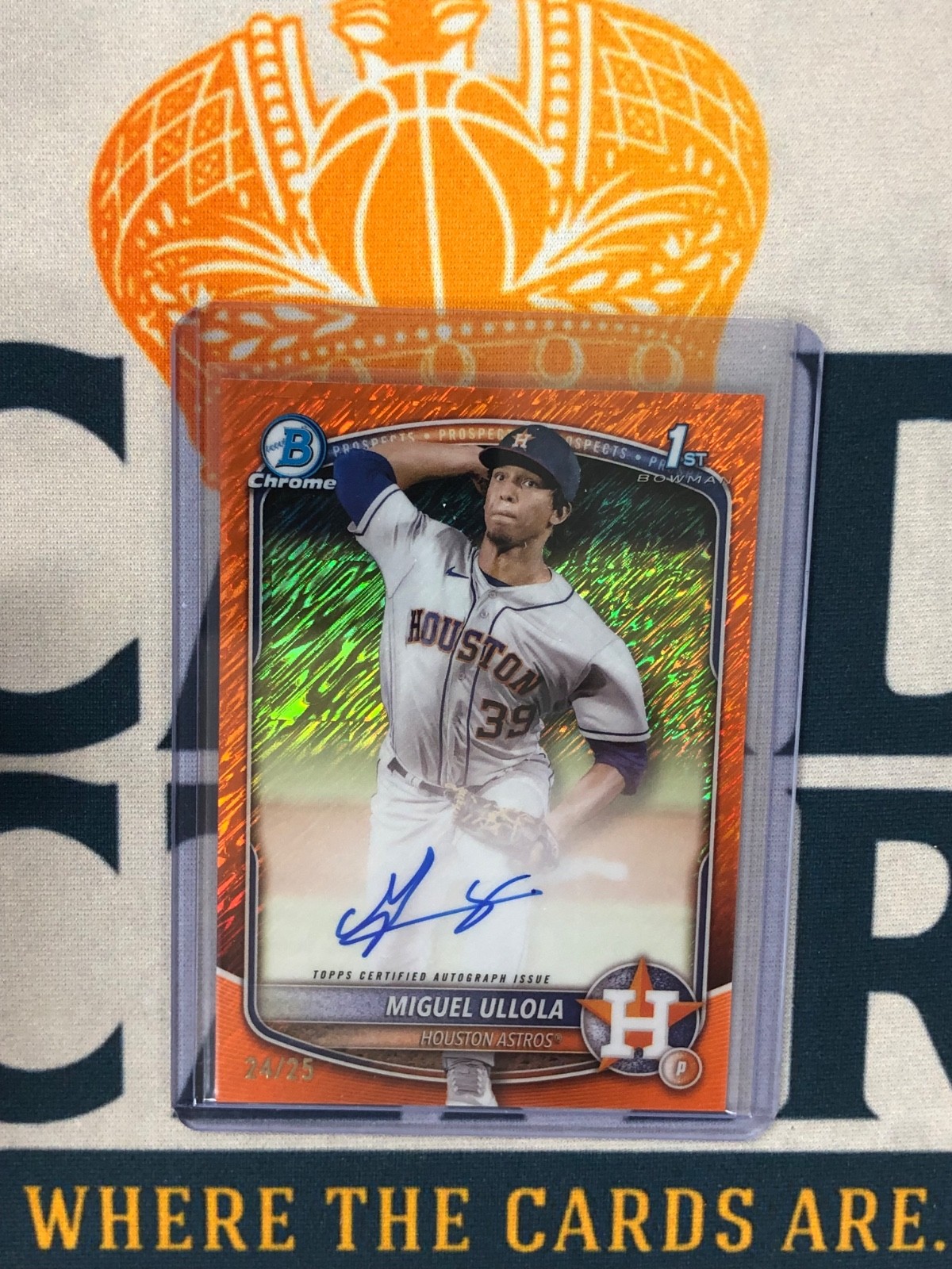 2025 Bowman Chrome MIGUEL ULLOLA Bowman 1st Orange Shimmer Ref Auto /25 BL1