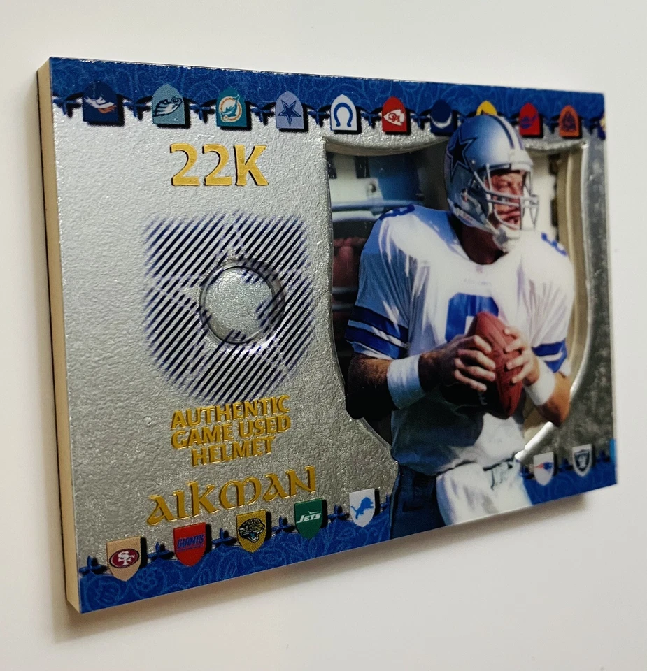 1997 Excalibur Collectors Edge TROY AIKMAN 22K Game Used Helmets Dallas Cowboys - Image 3 of 4
