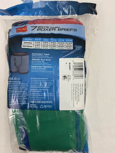 Hanes 7 pack Boy's M Tagless Boxer Briefs Underwear Solid Comfort Soft New - Picture 5 of 7