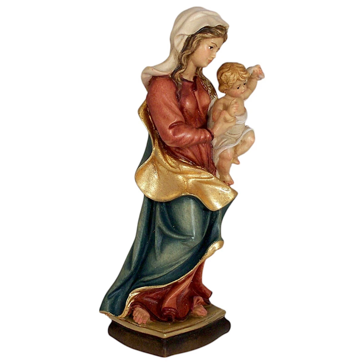Holz Figur MADONNA MIT KIND H 15 cm color neu. Hl. Heilige Maria Muttergottes IN