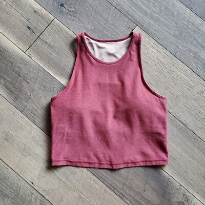 Vuori Elevation Plyo Tank High Neck Crop Hazelnut Heather Built In Bra Dreamknit