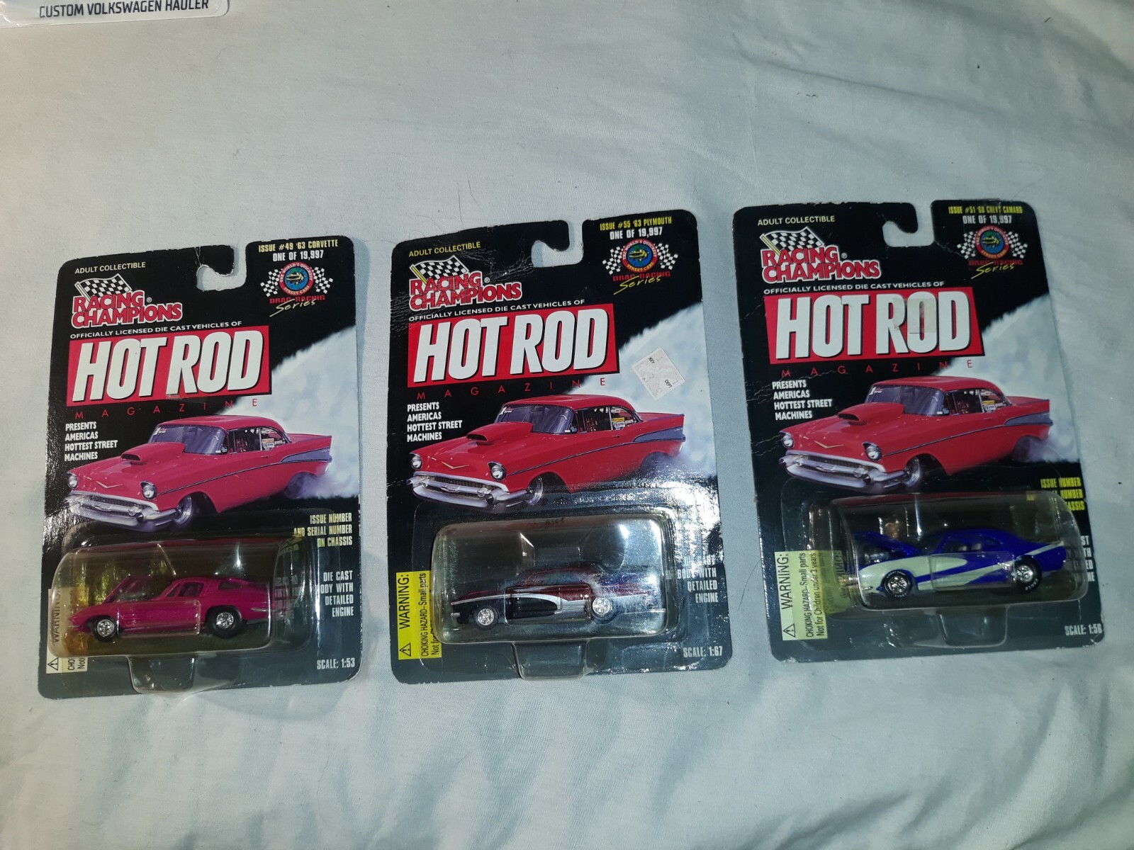 Lote de 3 coches diecast vintage 1997 Racing Champions-Hot Rod Magazine 1:64