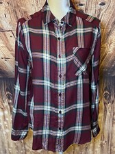Women's Red Plaid Flannel Long Sleeve Shirt Size Small