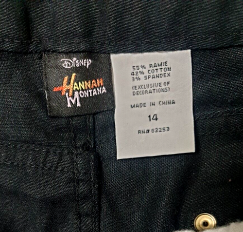 Disney Hannah Montana Girls Jeans Size 14 Black Ebroidered Embellished VTG NWT - Picture 5 of 12