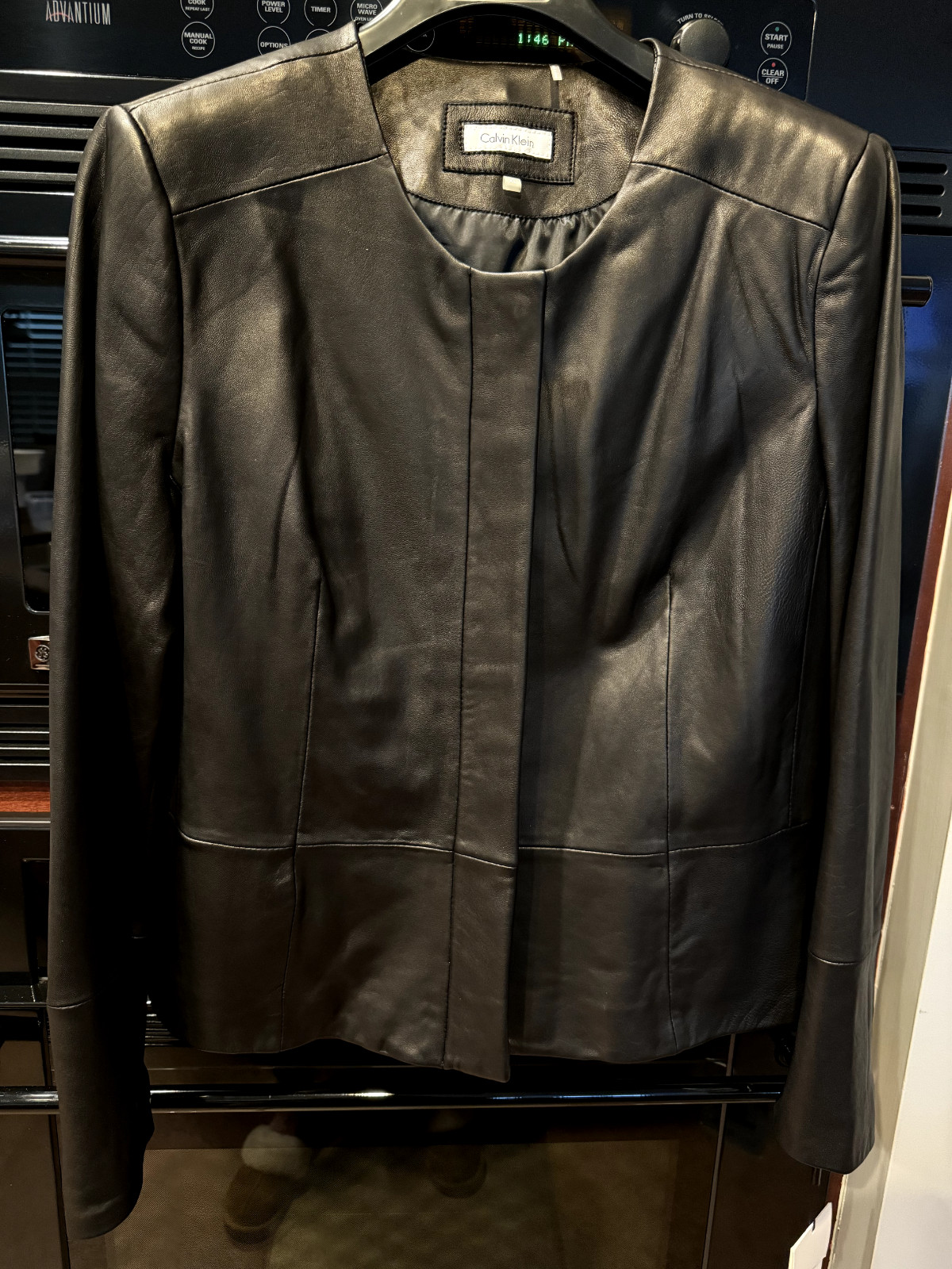 Women's Calvin Klein Genuine Leather Jacket, NWT, Size XL image 2