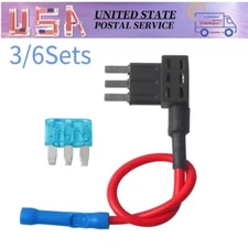 Blade Fuse 3/6Sets Car Fuse Tap Add a Circuit Adapter 12V Micro3 15A ATL