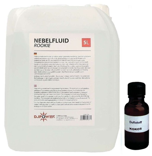 5 Liter (4,00€/L) Rookie Von Dj Power Smoke Fluid + Nebelfluid Duftstoff Kokos-image