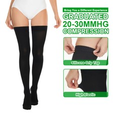 Medical Compression Thigh High Varicose Vein Leg Support Stockings Black/Beige