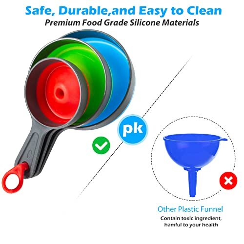 Kalave Canning Funnel with Strainer, Food Grade Silicone Collapsible Kitchen 
