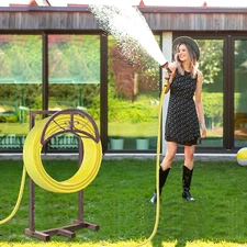 Freestanding Garden Hose Holder 5 Spikes Heavy Duty 150Ft Metal Stand Rack