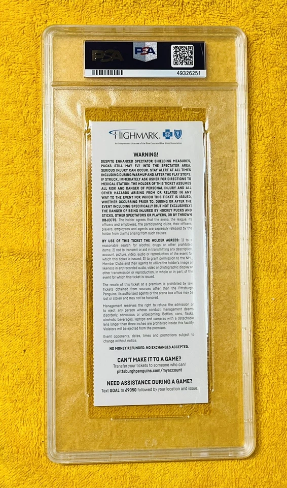 BILLETE COMPLETO SIDNEY CROSBY 1000th NHL POINT - PSA 6 - PITTSBURGH PENGUINS Foto 2 de 2