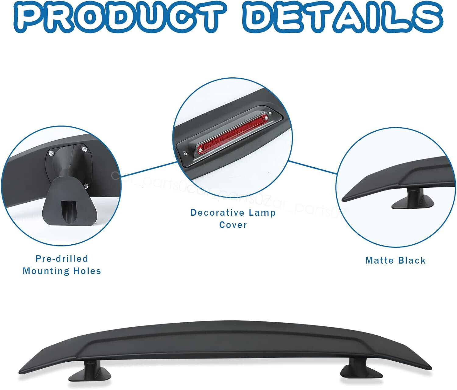 47" Rear Trunk Lip Spoiler Roof Tail Wing Racing Matte ABS For Audi R8 V8 V10