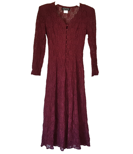 Vintage All that Jazz Lace Dress Size 5/6 Burgudy Whimsigoth Fairy Grunge Corset