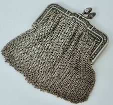 Antique French 800 Silver Split Chain Mesh Coin Purse Vintage Art Nouveau RG