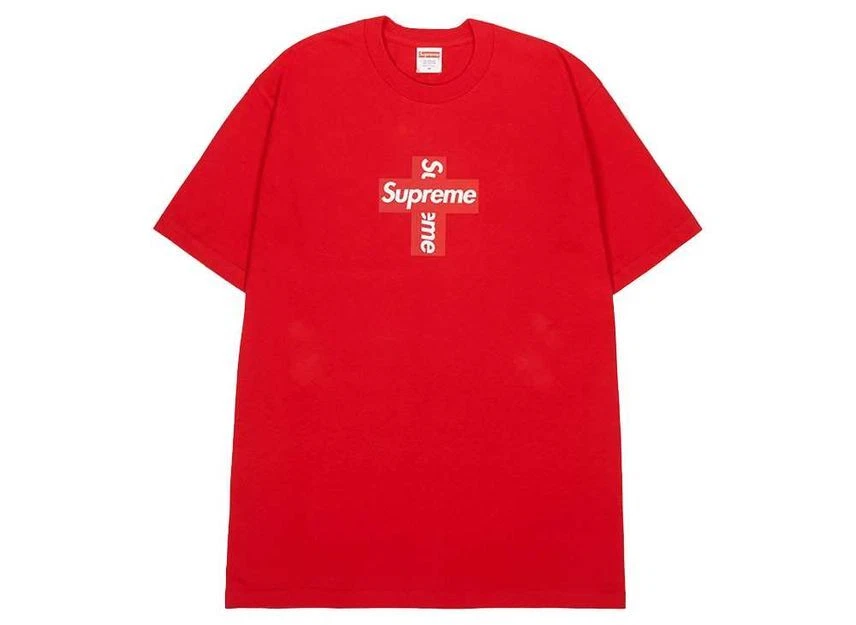 Tee shirt rouge logo boîte croisée suprême