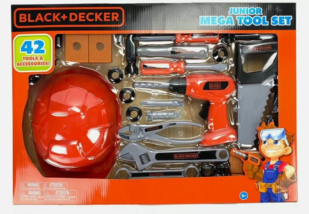 Black and Decker Jr Mega Tool Set Includes Over 40 Tools and Accessories,  Ages 3+ 