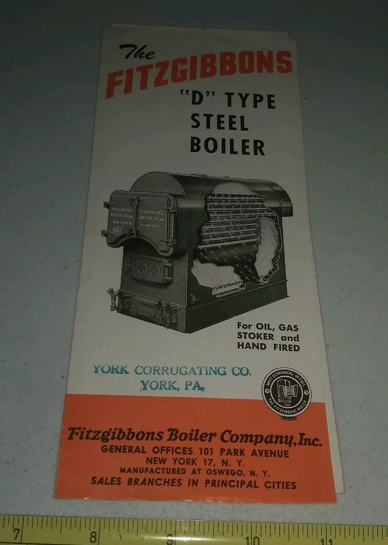 Vintage 1949 Fitzgibbons u0026#034;Du0026#034; Boiler Company Oswego NY Advertising  Ephemera | eBay