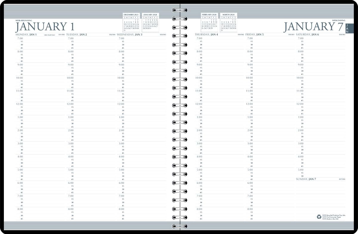 House of Doolittle 2024 Weekly Planner Calendar Executive Black Hard Cover 8....