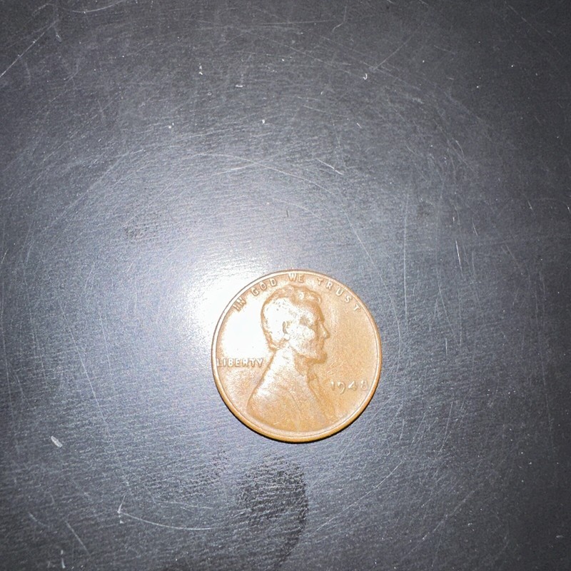1948 Penny 1 Cent Wheat Lincoln folder filler - Circulated Actual Coin Shown!