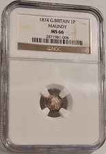 GREAT BRITAIN / 1874 Maundy Penny,Victoria - NGC MS66 !!!