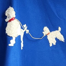 Vintage Blue Felt Poodle Skirt Girls 50s Sock Hop Costume White Poodle Rhineston