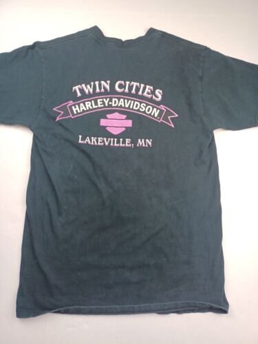 Vintage 1998 Ridin Solo Harley T-Shirt Größe Large doppelseitig Twin Cities schwarz - Bild 7 von 10