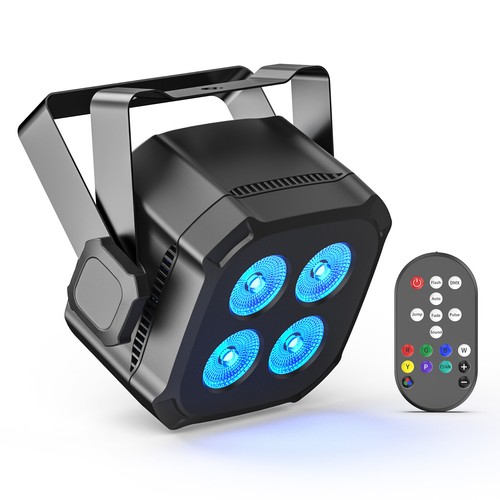 RGBWYP+CYAN Par Light 4 LEDs DMX Remote Control RGBW Stage Light DJ Disco Party - Picture 11 of 16