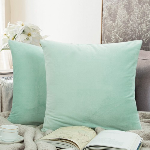 Velvet Cushion Cover 2 Pack Ultra Soft Various Colors Throw Pillow Case - Picture 21 of 64